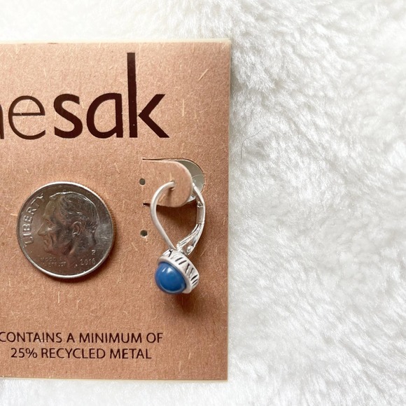 ❌SOLD❌The Sak Drop Earrings Silver Tone Blue Center New - Picture 7 of 8